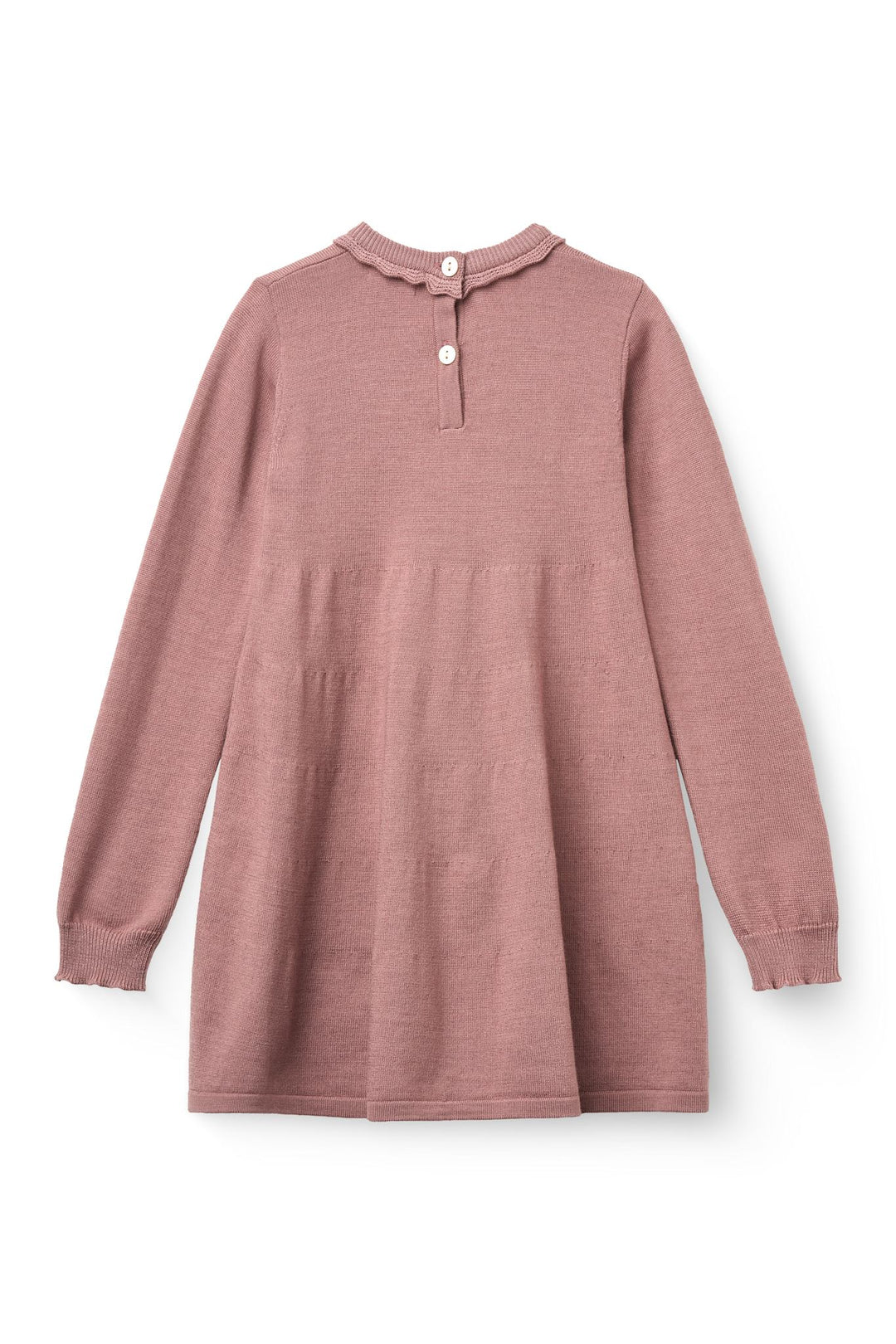 Klassisk Merino Kjole m. Deco Neck - Winter Rose