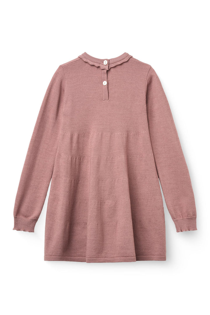 Klassisk Merino Kjole m. Deco Neck - Winter Rose