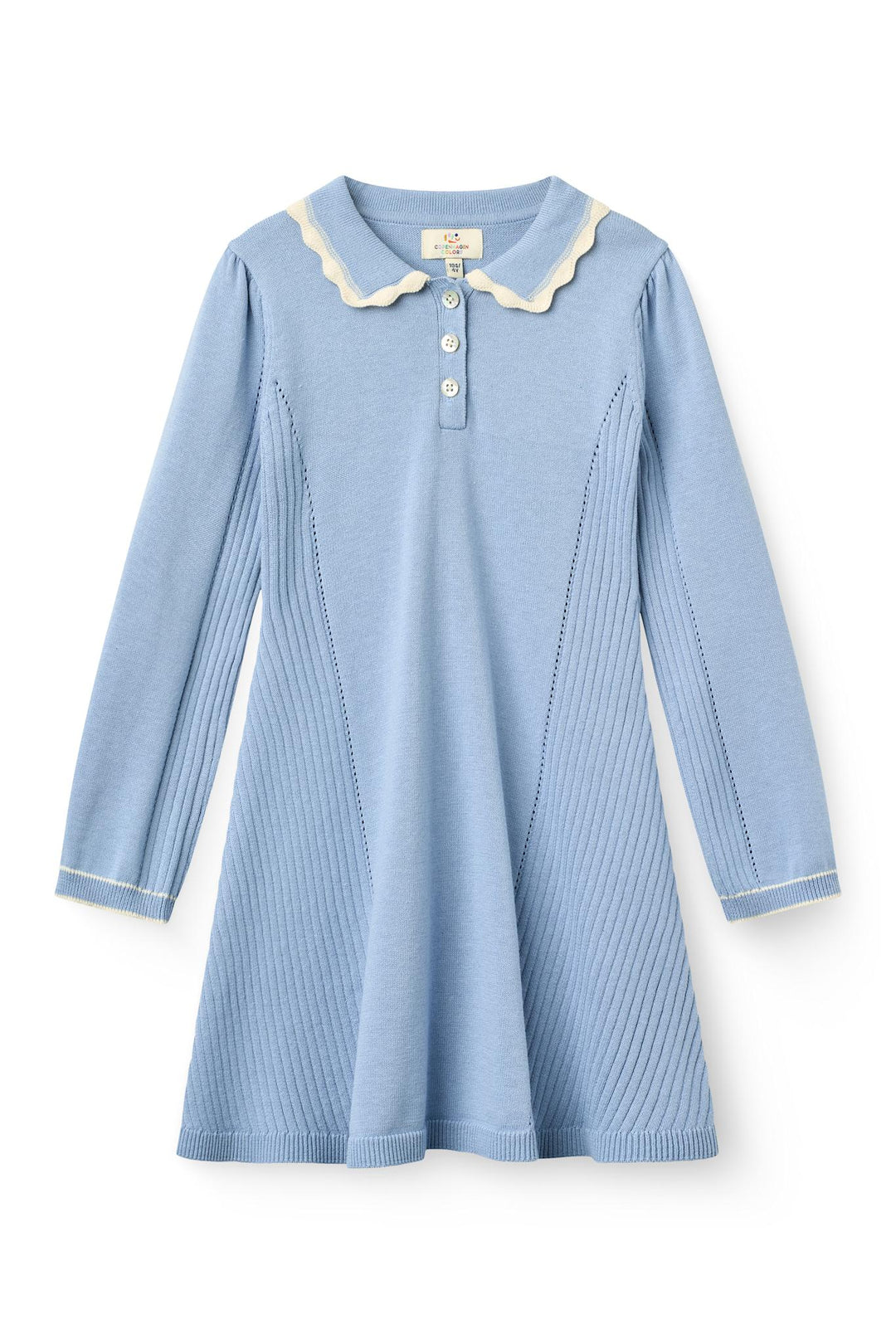 Strikket A-Shape Kjole m. Krave - Endless Blue Comb.