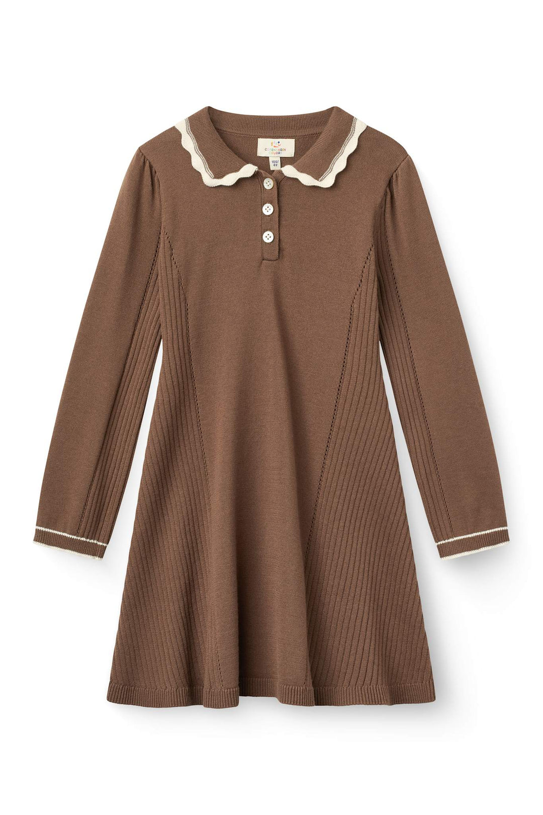 Strikket A-Shape Kjole m. Krave - Walnut Comb.