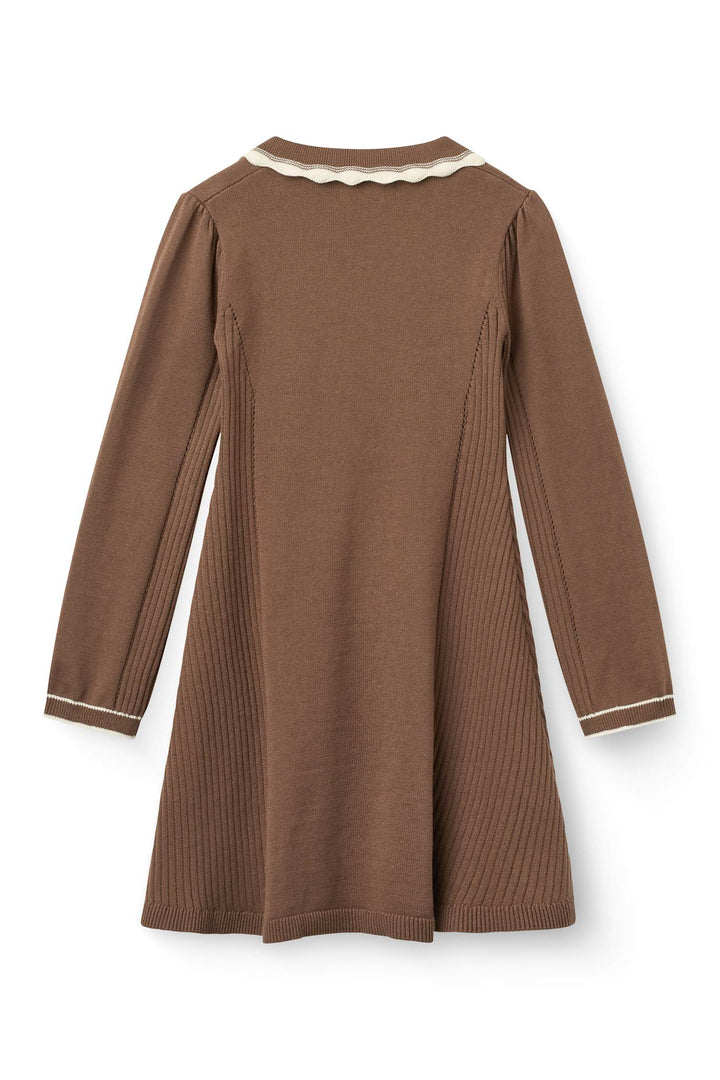 Strikket A-Shape Kjole m. Krave - Walnut Comb.