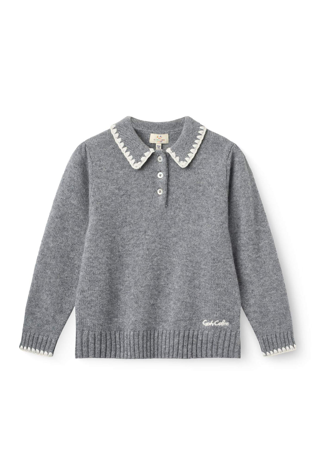 Bluse m. Krave & Deco Detaje - Grey Melange Comb.