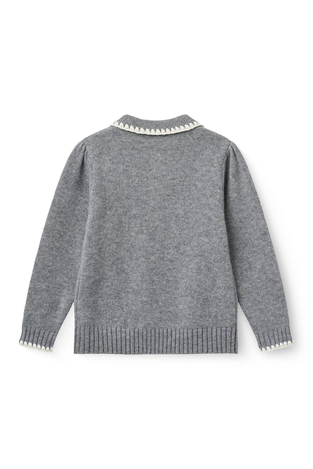 Bluse m. Krave & Deco Detaje - Grey Melange Comb.