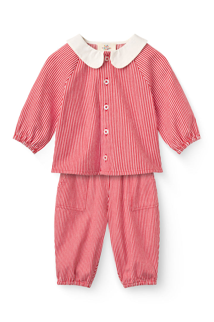Stribet Baby Sæt - Red Stripe
