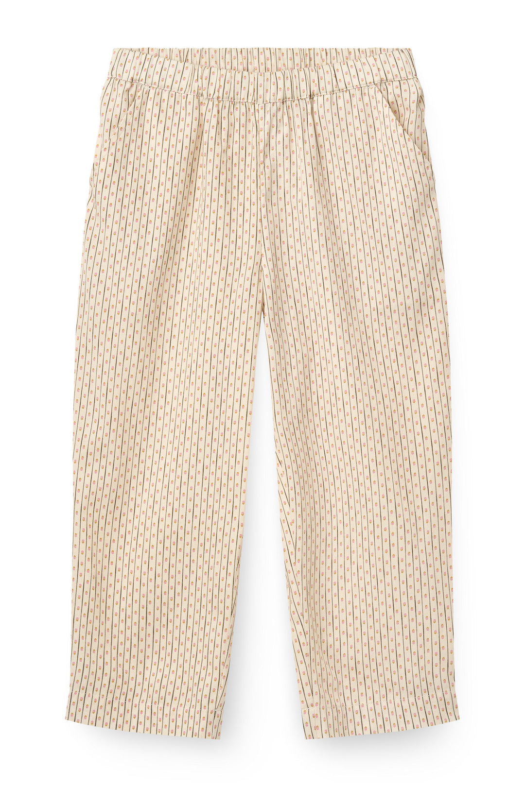 Printet Bukser m. Justerbar Talje - Sand Flower Print