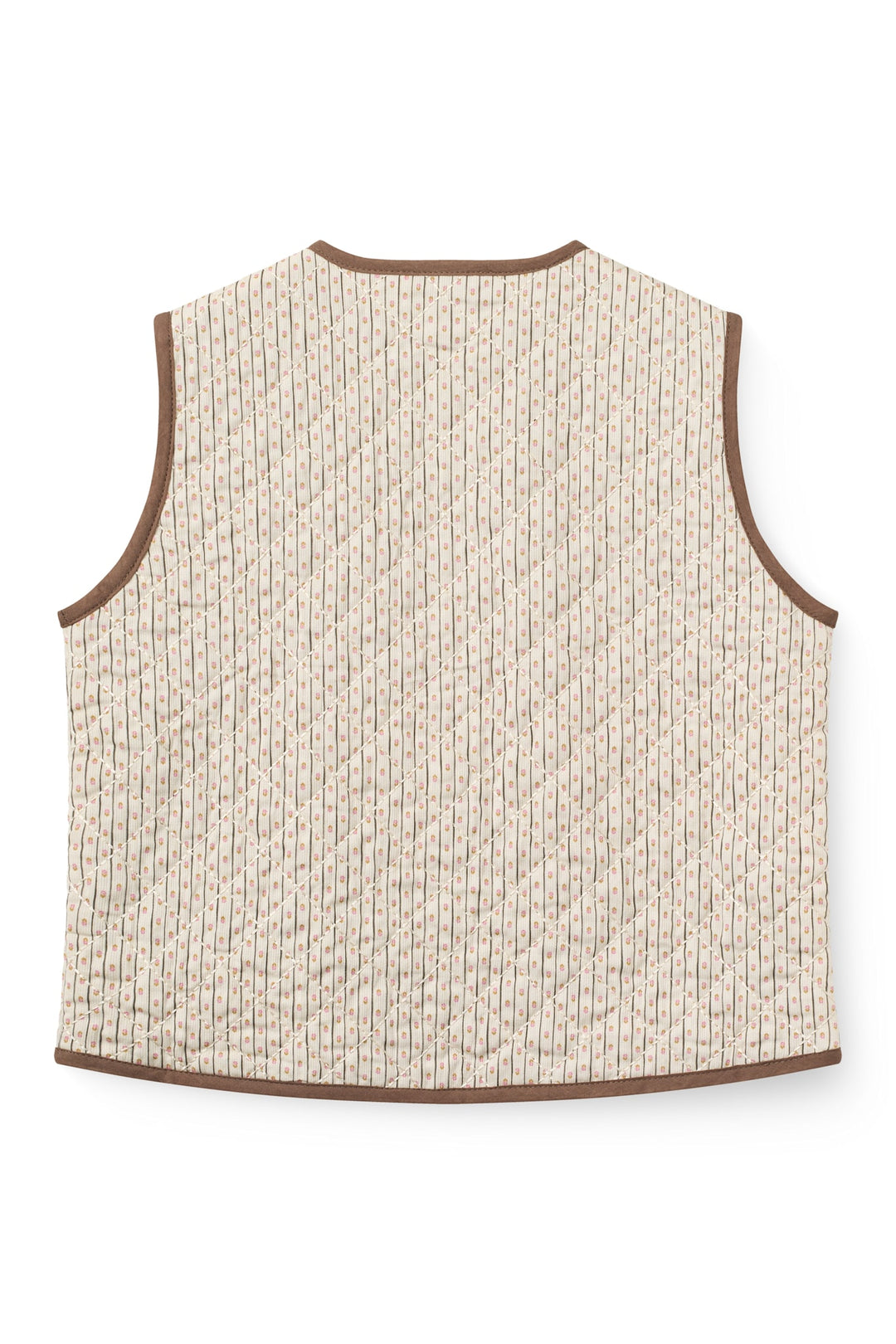 Printet Quiltvest m. Blondekant - Sand Flower Print