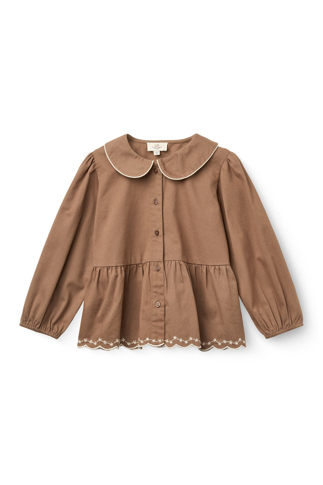 Bluse m. Broderi - Walnut