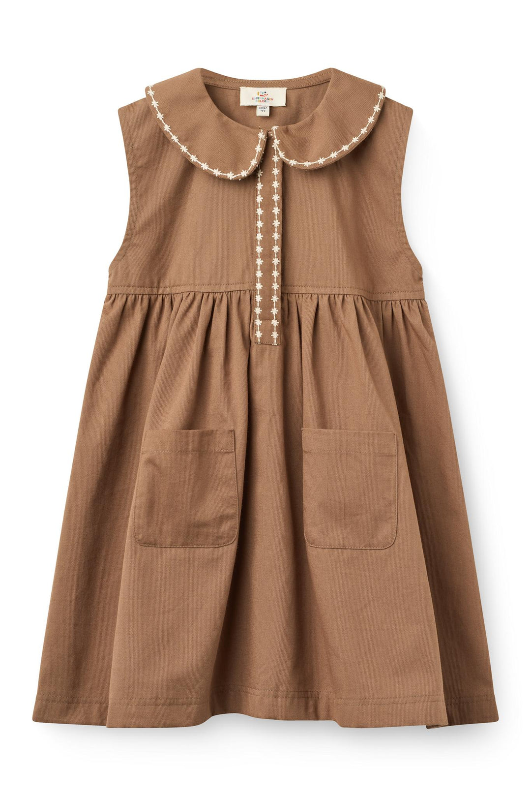 K/Æ Twill Kjole m. Broderi - WALNUT