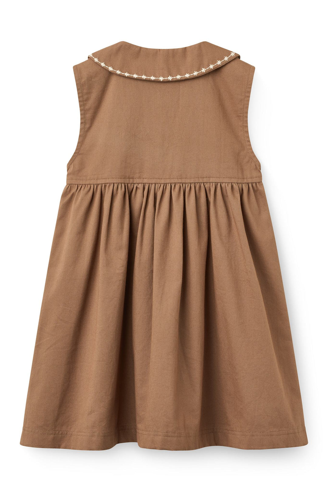 K/Æ Twill Kjole m. Broderi - WALNUT