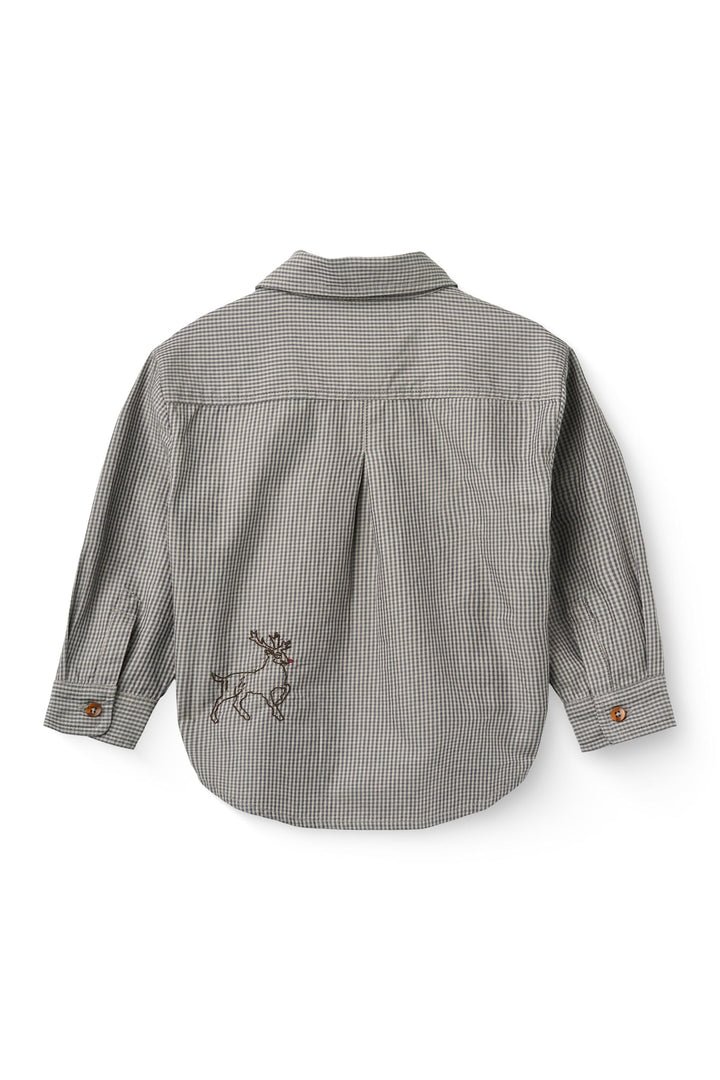 Ternet Skjorte m. Broderi - Grey Check Comb.