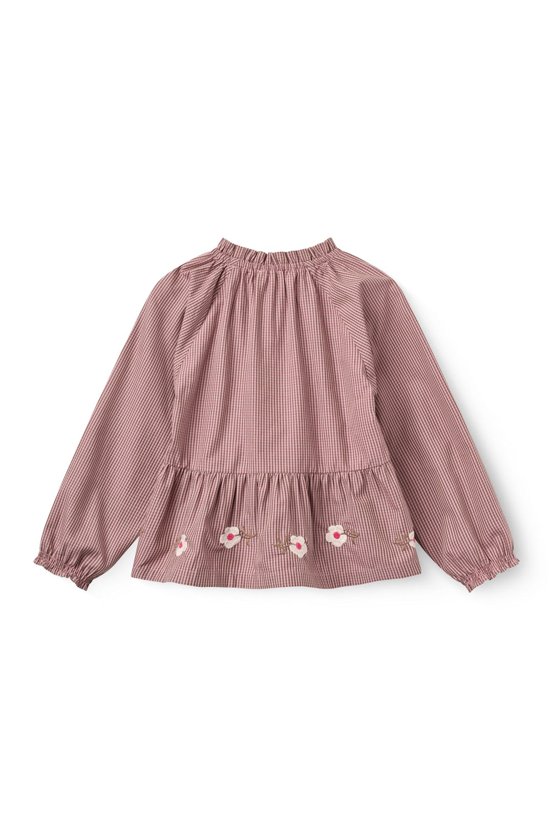 Bluse m. Blomster Broderi - Winter Rose Check Comb.