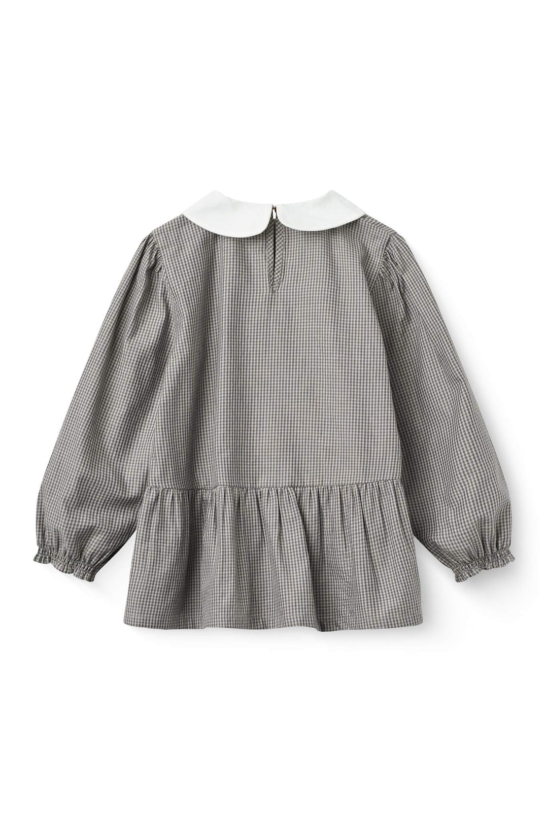Ternet Skjortebluse m. Broderi - Grey Check Comb.