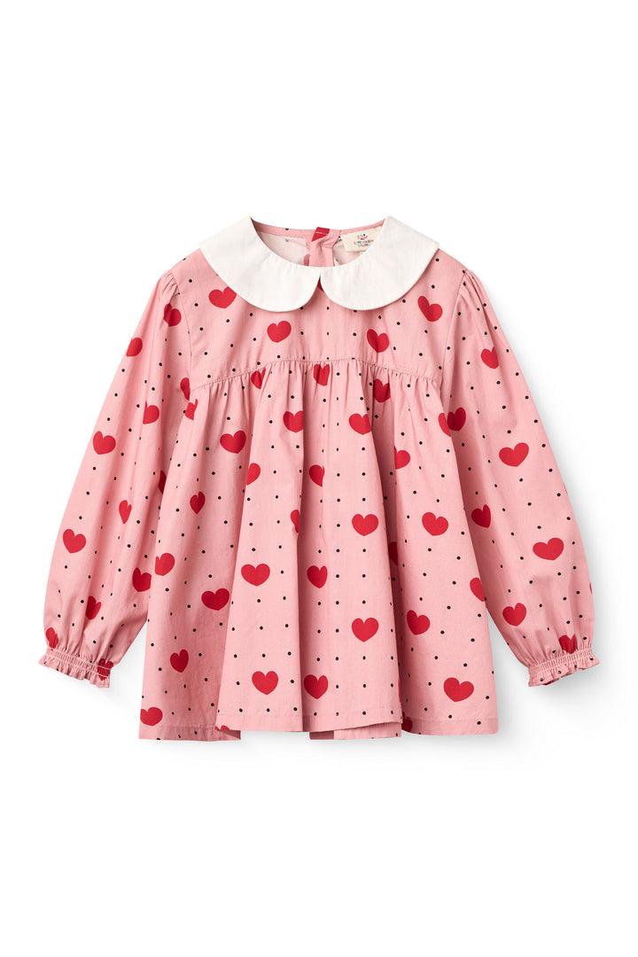 Bluse m. Krave & Hjerte Print - Heart Aop