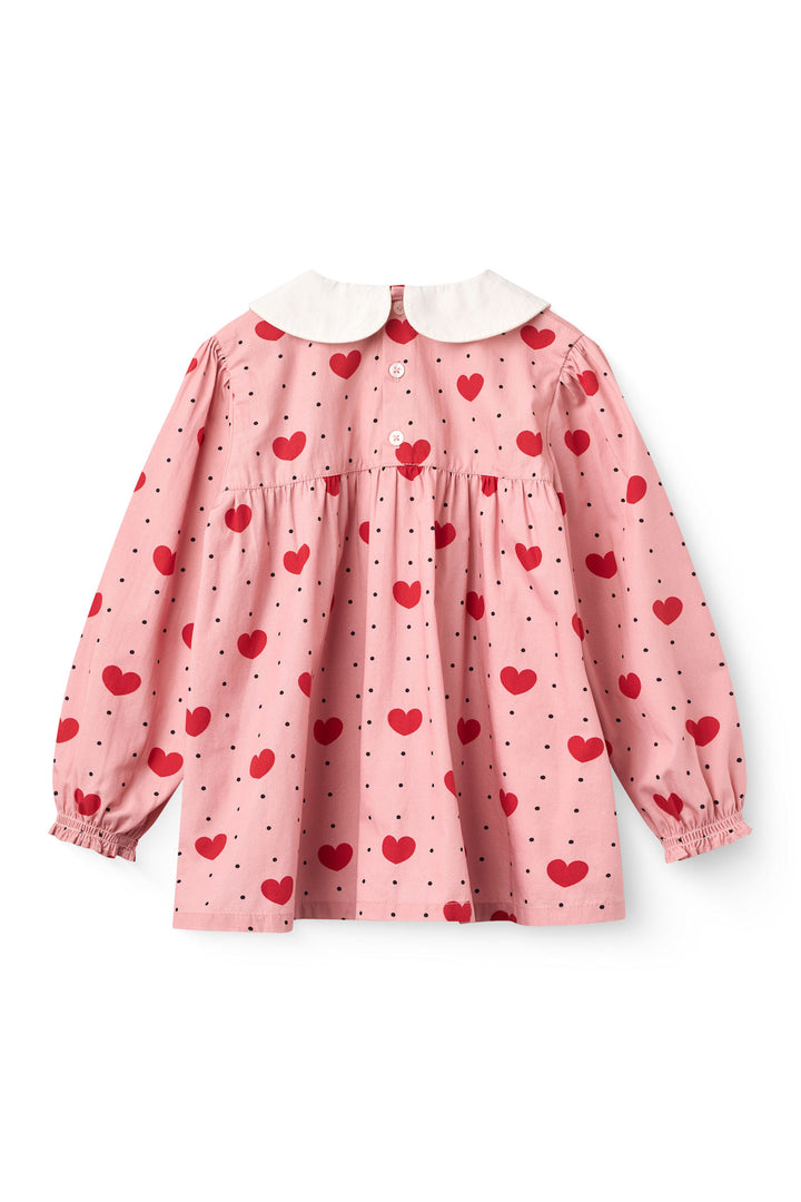 Bluse m. Krave & Hjerte Print - Heart Aop