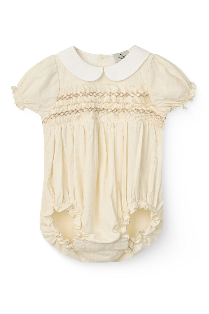 SMOCK ROMPER MED BRODERI - CREAM COMB.