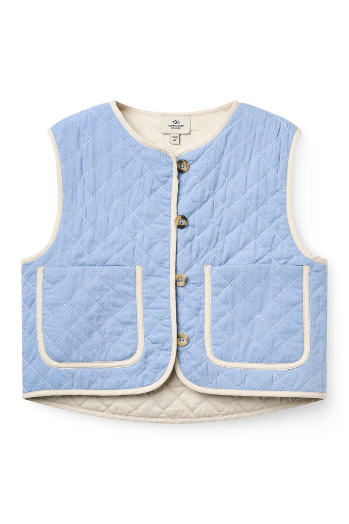 Quiltvest m. Måne & Stjerne Broderi - Endless Blue