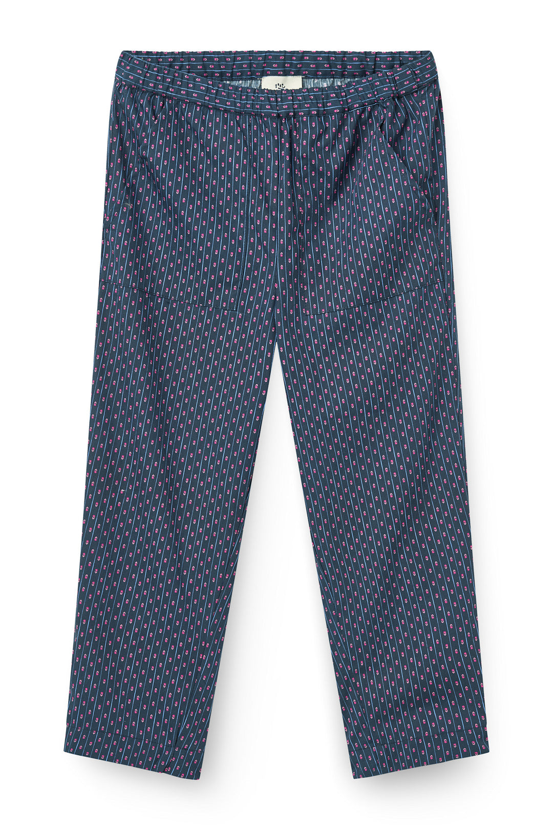 Printet Bukser m. Justerbar Talje & Lommer - Navy Flower Aop
