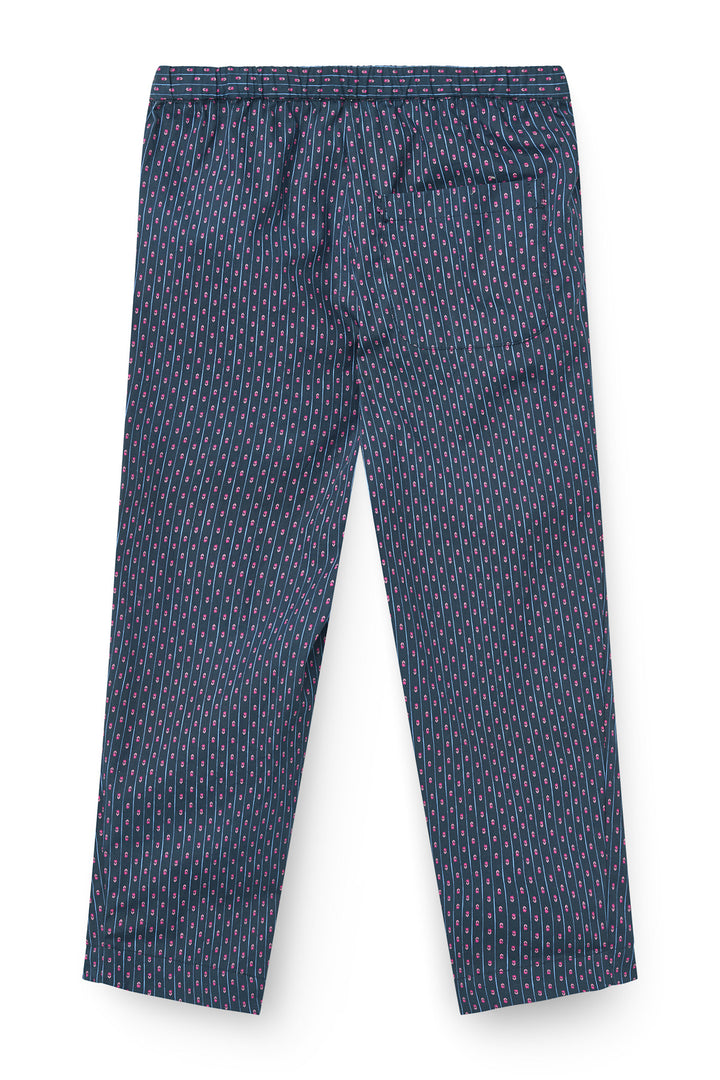 Printet Bukser m. Justerbar Talje & Lommer - Navy Flower Aop