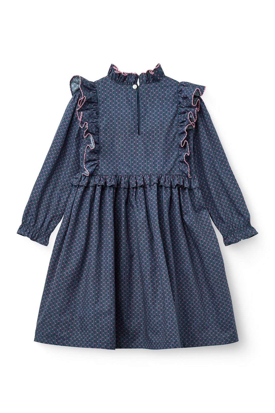 Printed Kjole m. Flæser - Navy Flower Aop