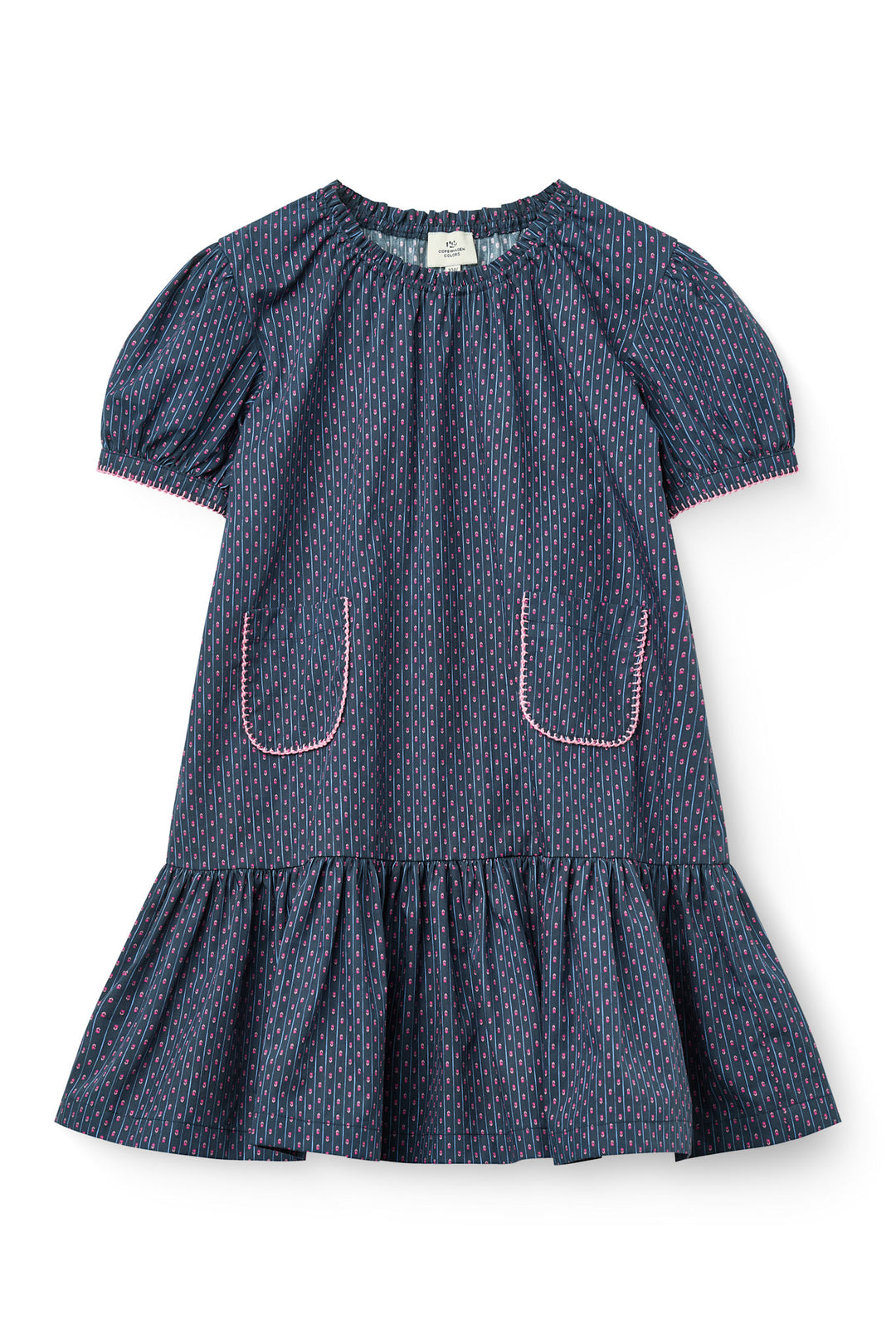 Printet Kjole m. Lommer - Navy Flower Aop