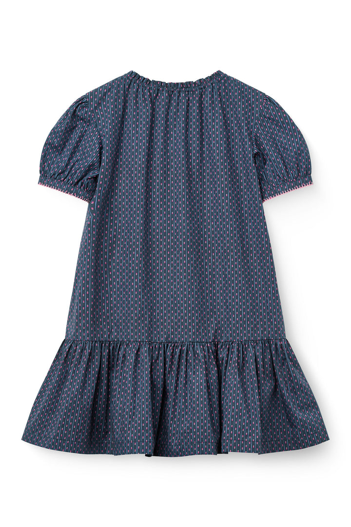 Printet Kjole m. Lommer - Navy Flower Aop