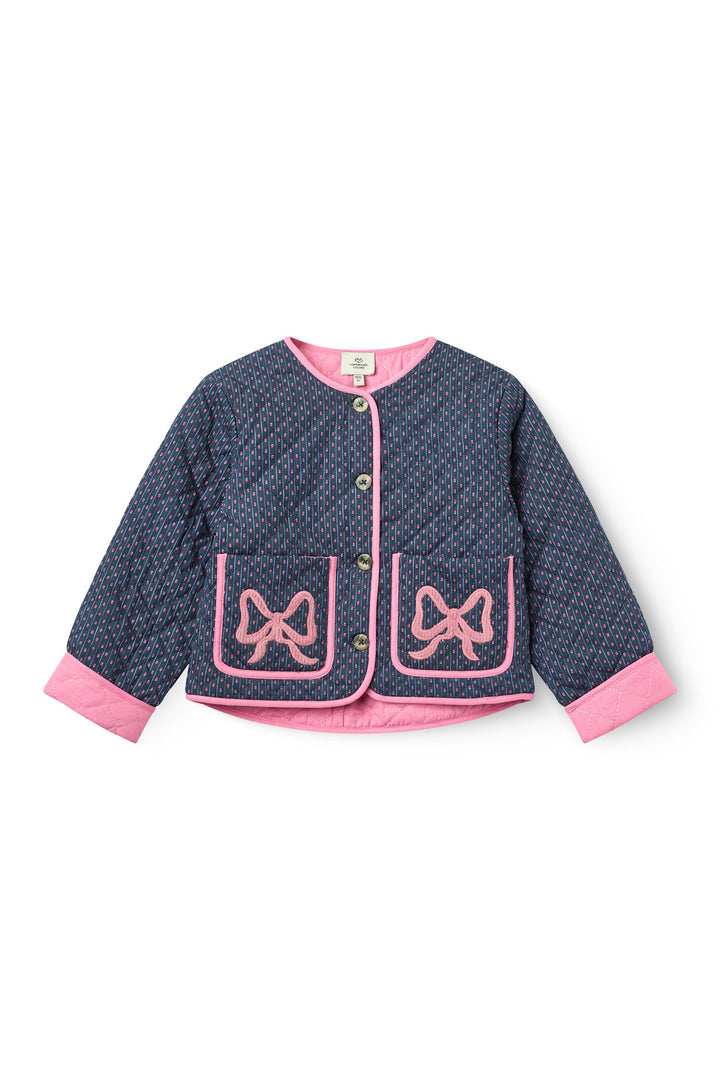 Printet Quiltjakke - Navy Flower Aop