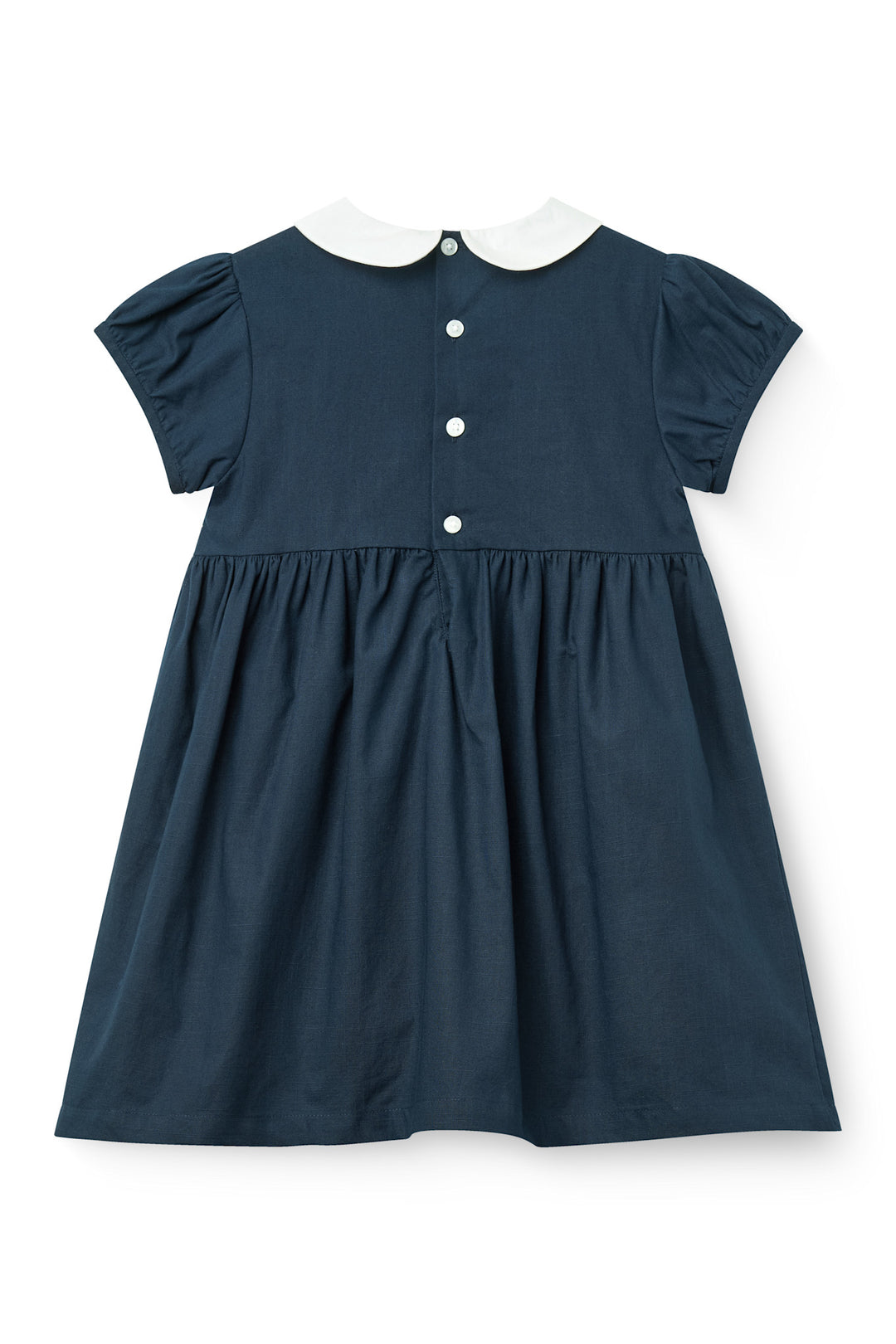 Kjole m. Smock Broderi - Navy Comb.
