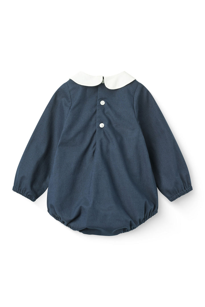 Romper m. Smock & Broderi - Navy Comb.