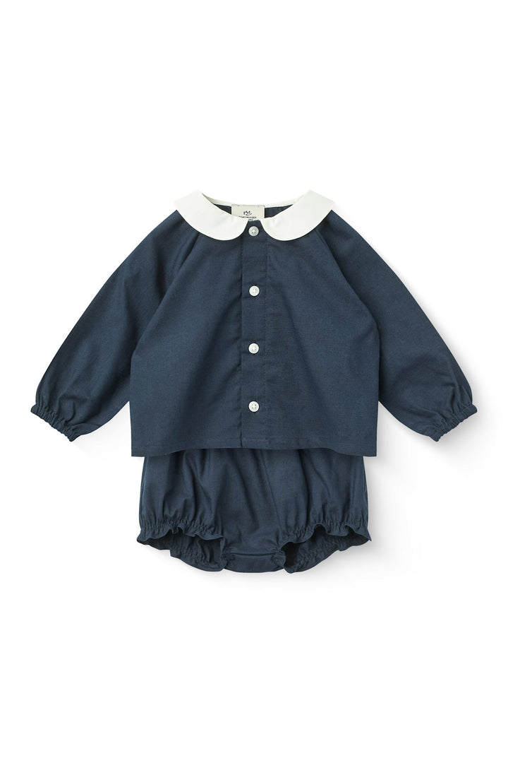 Baby Sæt m. Bloomers & Skjorte - Navy