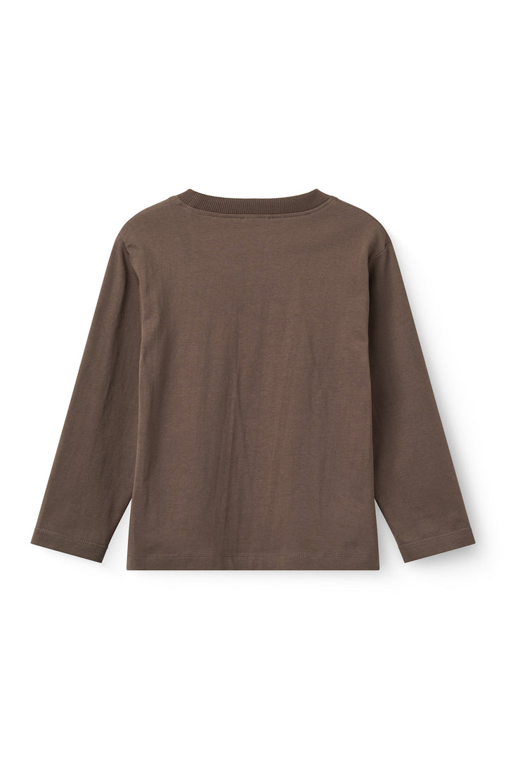 L/Æ T-Shrit m. Broderi - Dk. Brown