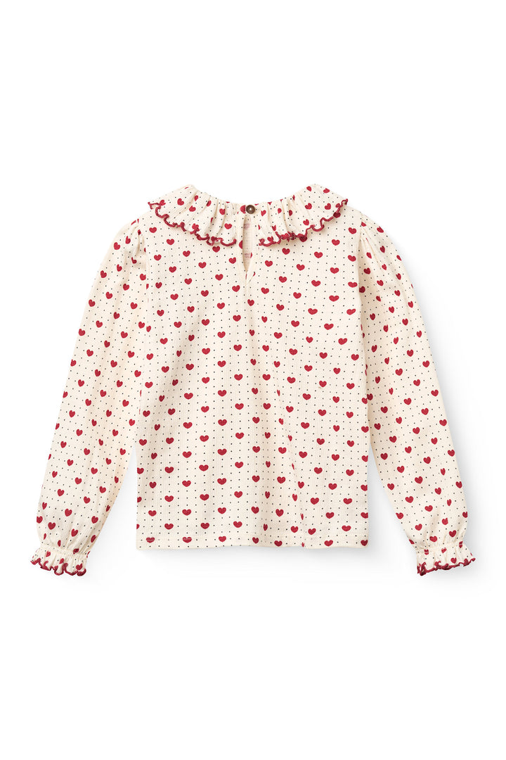 Bluse m. Flæse Krave - Heart Comb.