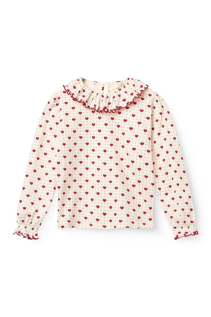 Bluse m. Flæse Krave - Heart Comb.