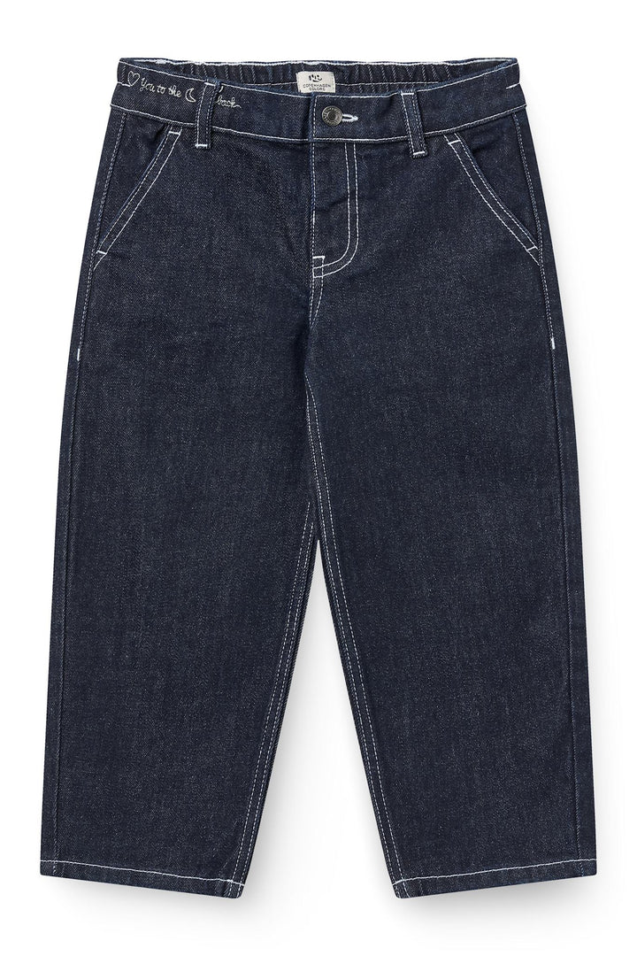 Økologiske Ballon Denim Bukser m. Hjerte Baglommer - Raw Denim