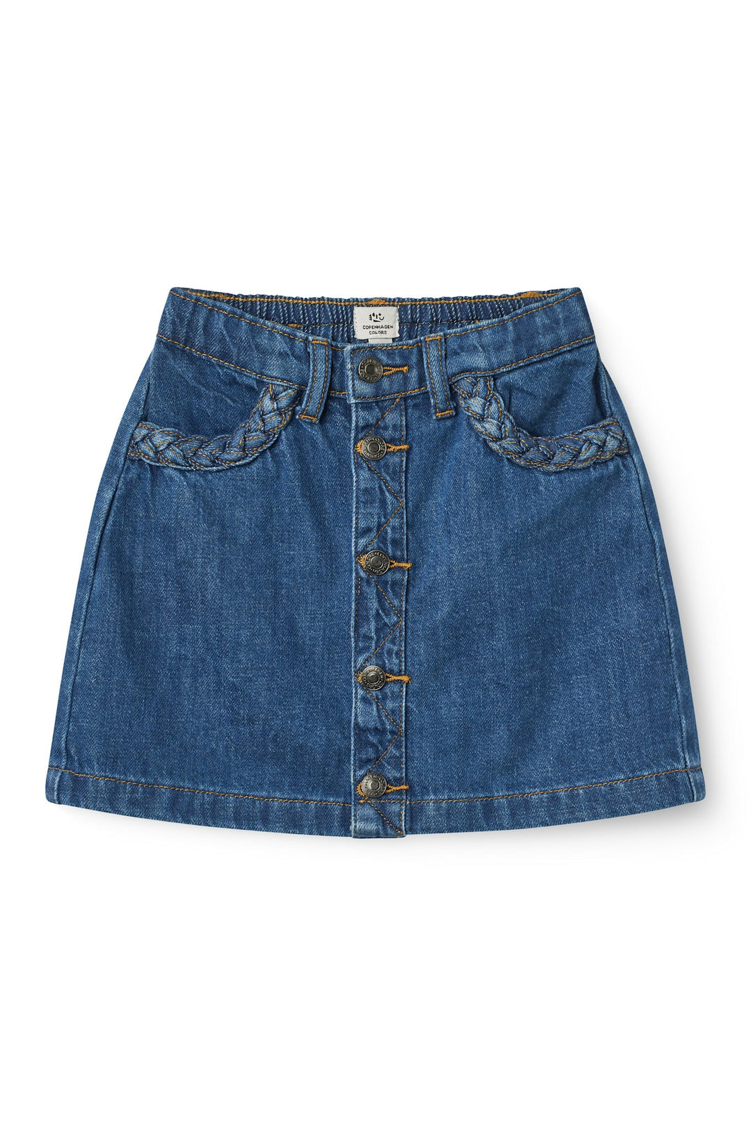 Denimnederdel m. Flettede Detaljer - Indigo Blue Wash
