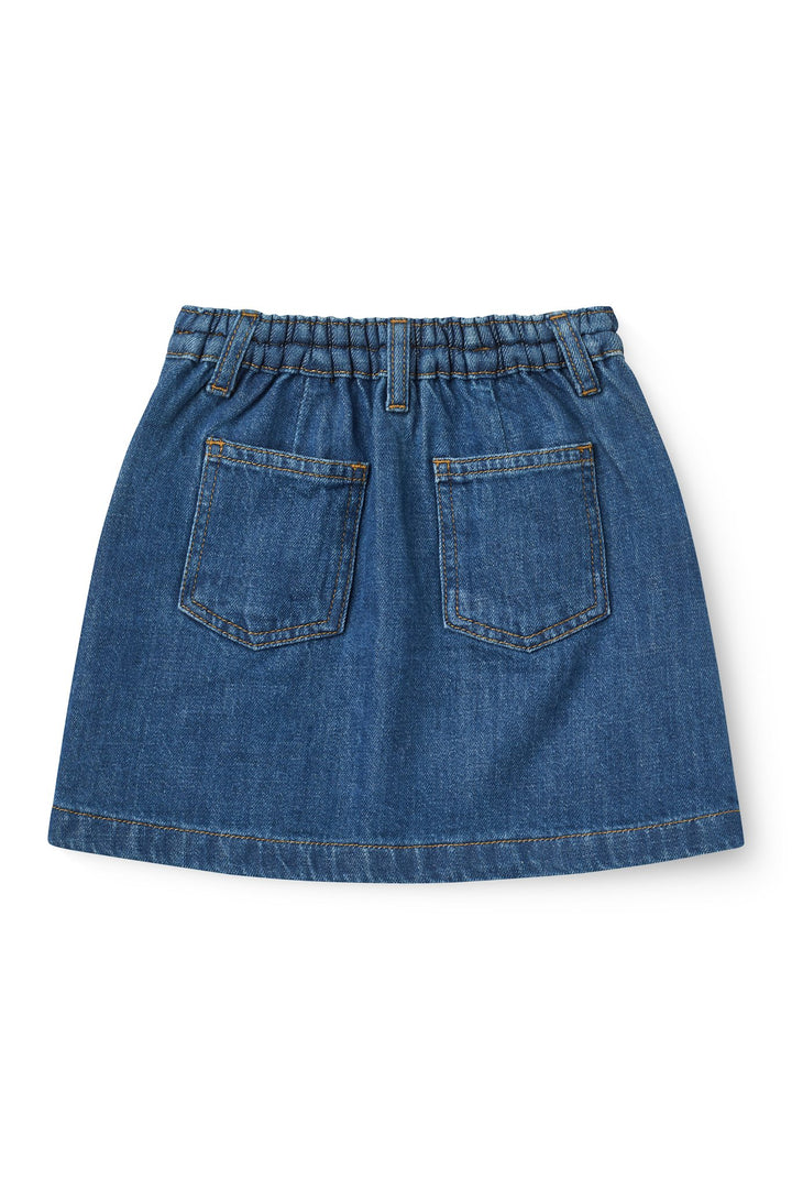 Denimnederdel m. Flettede Detaljer - Indigo Blue Wash