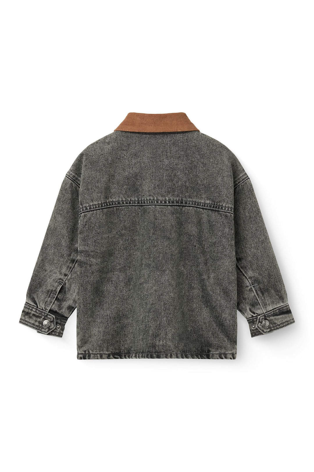 Denim Jakke m. Lining & Fløjls Krave - Washed Dk. Grey Brown w. Dk Brown Corduroy Collar