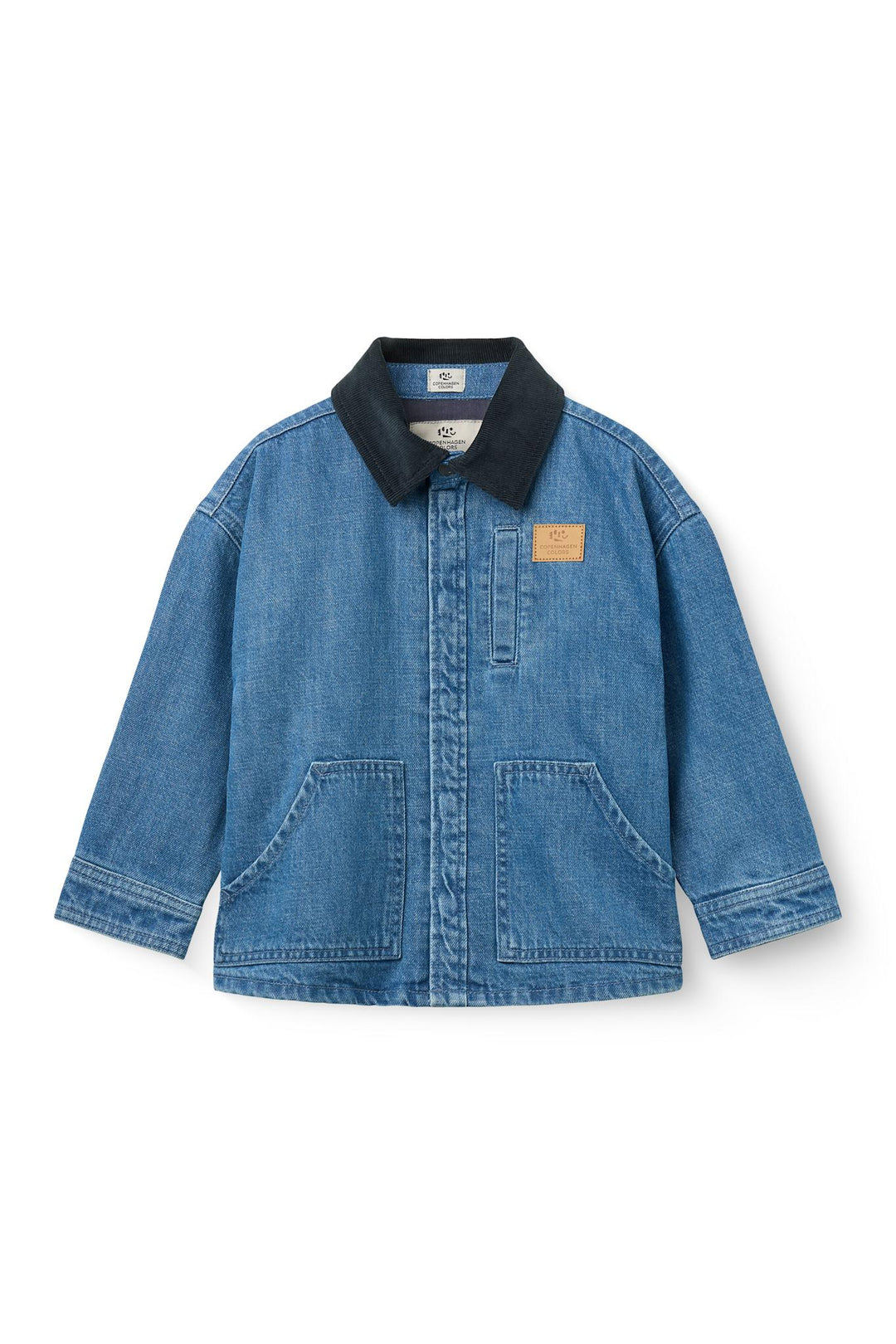Denim Jakke m. Lining & Fløjls Krave - Indigo Blue Washed w. Navy Blazer Corduroy