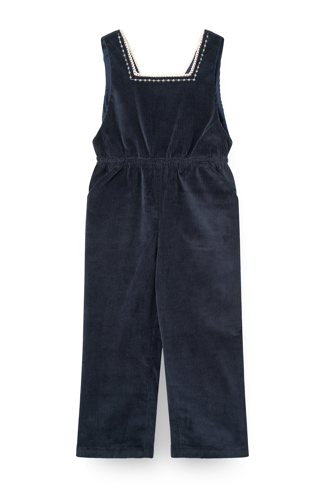 Fløjls Heldragt m. Broderi - Navy