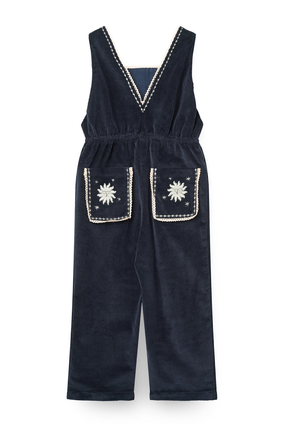Fløjls Heldragt m. Broderi - Navy