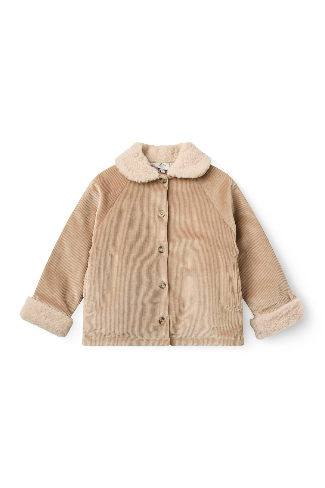Fløjlsjakke m. Teddy Krave - Beige