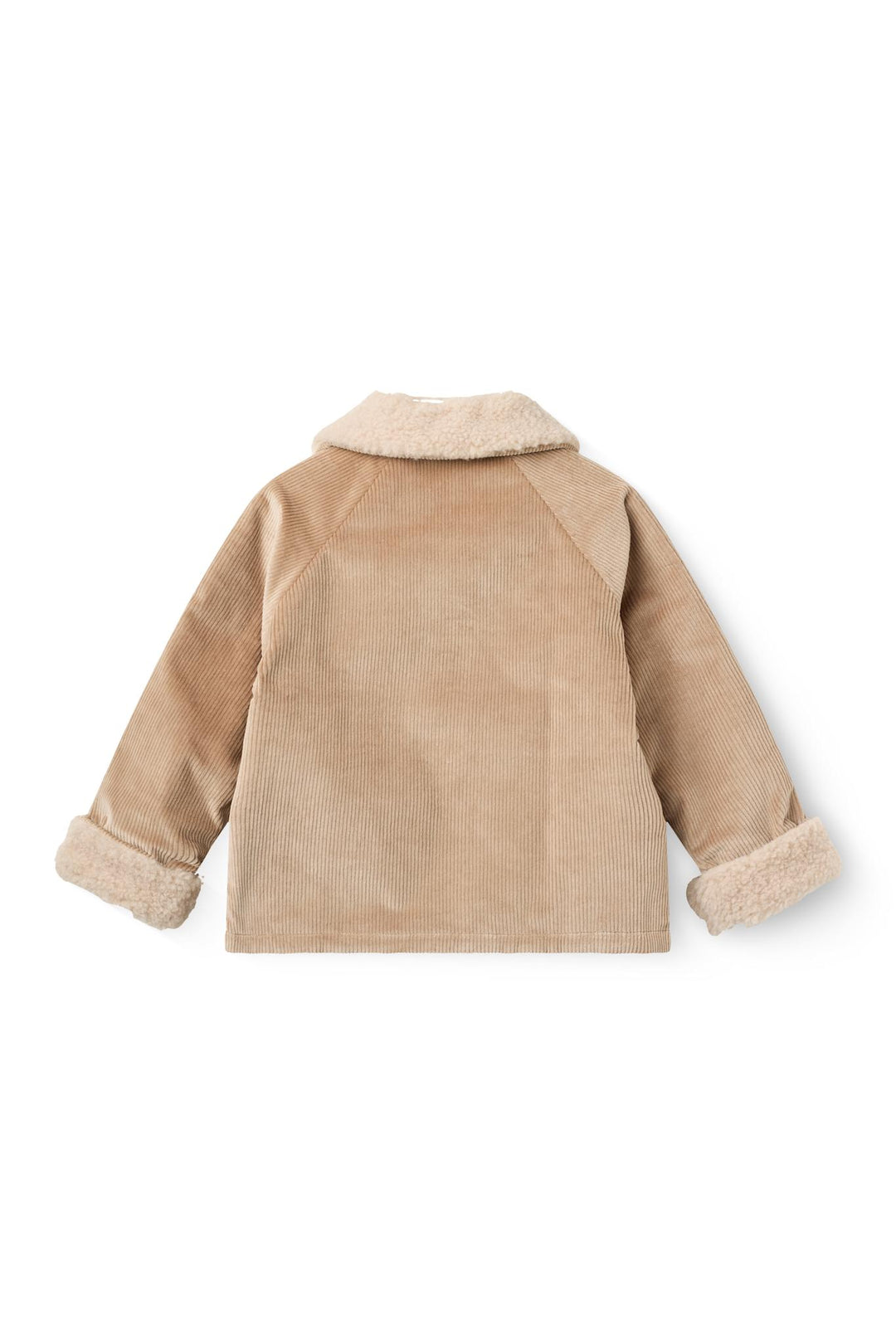 Fløjlsjakke m. Teddy Krave - Beige