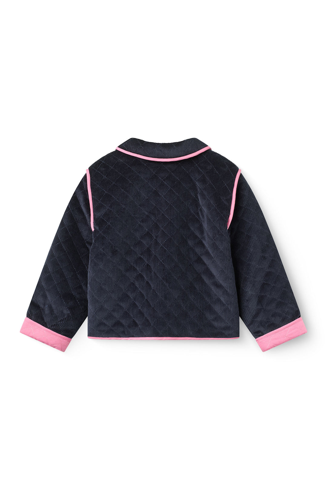 Quilted Fløjlsjakke m. Broderi - Navy