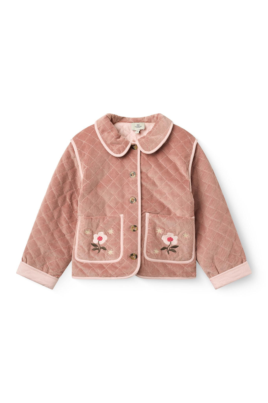 Quilted Fløjlsjakke m. Broderi - Winter Rose
