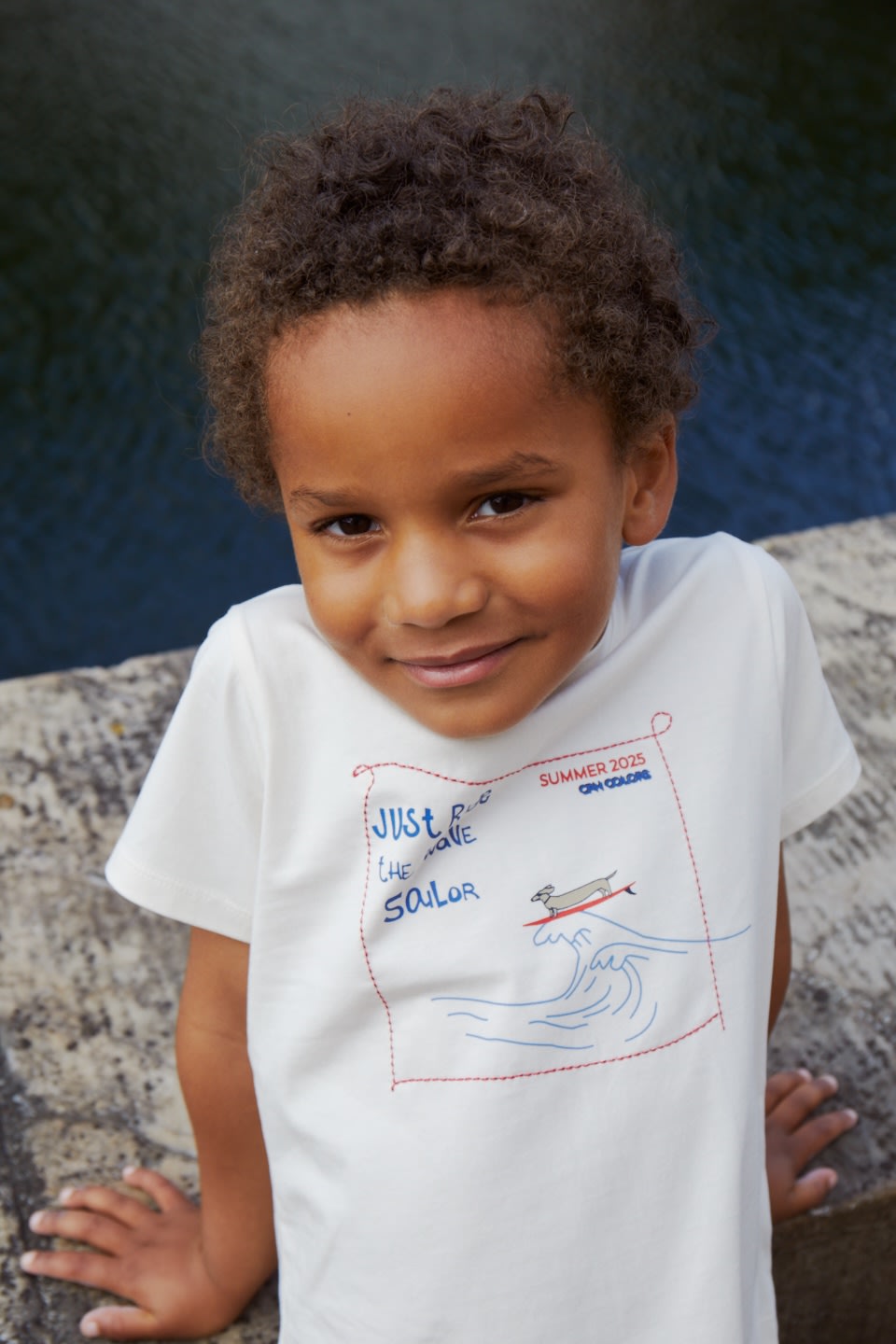 T-SHIRT M. PRINT - CREAM SURFING DOG