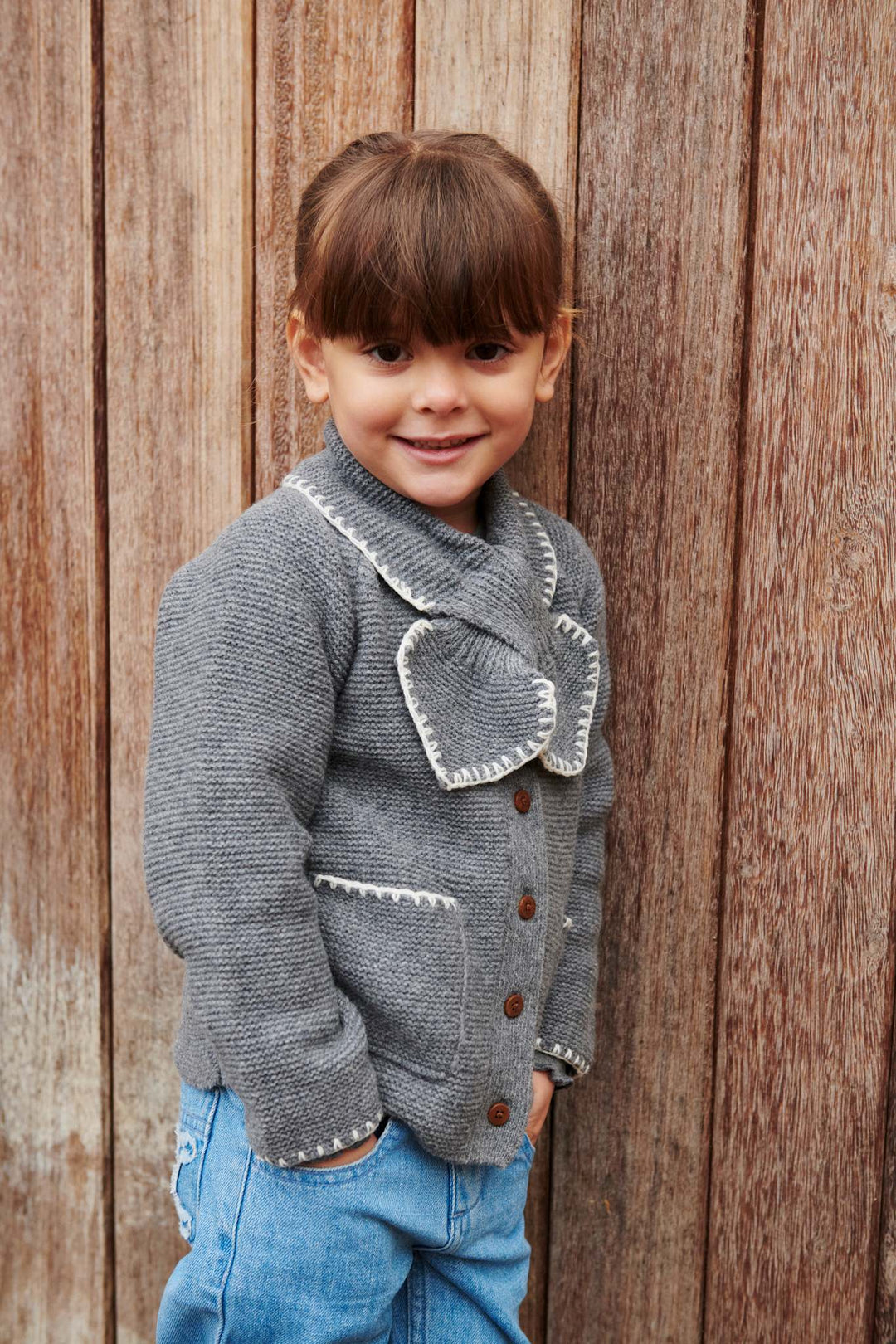 LAMMEULDS CARDIGAN M KRAVE - DK GREY/CREAM COMB.