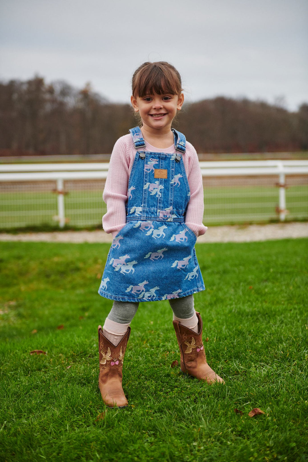 DENIM SPENCER KJOLE M. UNICORN PRINT - INDIGO BLUE WASHED W UNICORN