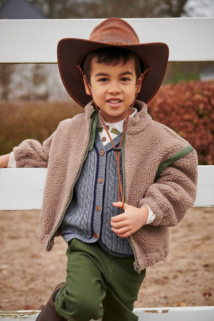 LAMMEULDS MORFAR CARDIGAN - DK GREY/NAVY COMB.