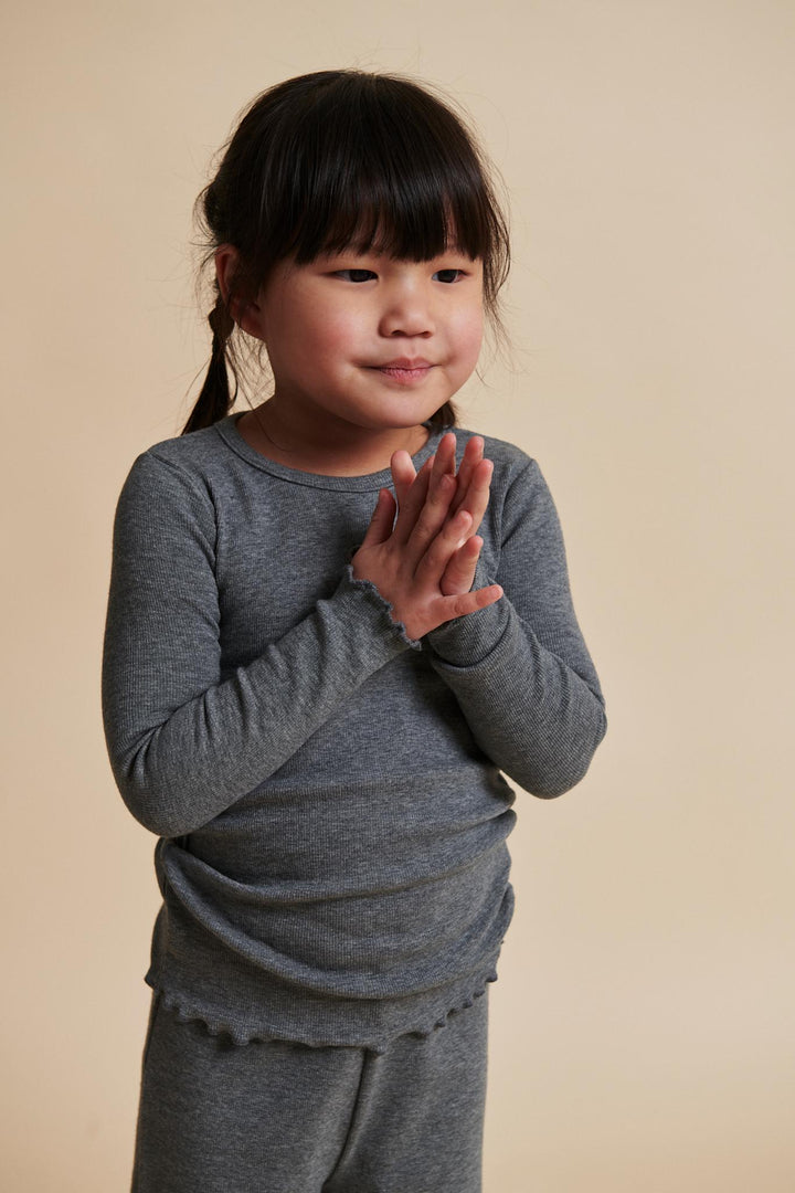 MODAL RIB T-SHIRT M. BRODERI - GREY MEL