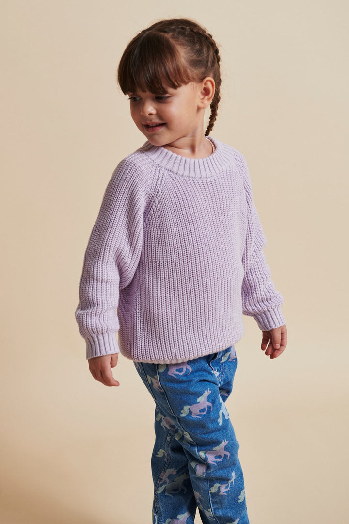 KLASSISK STRIKKET BLUSE - LAVENDER