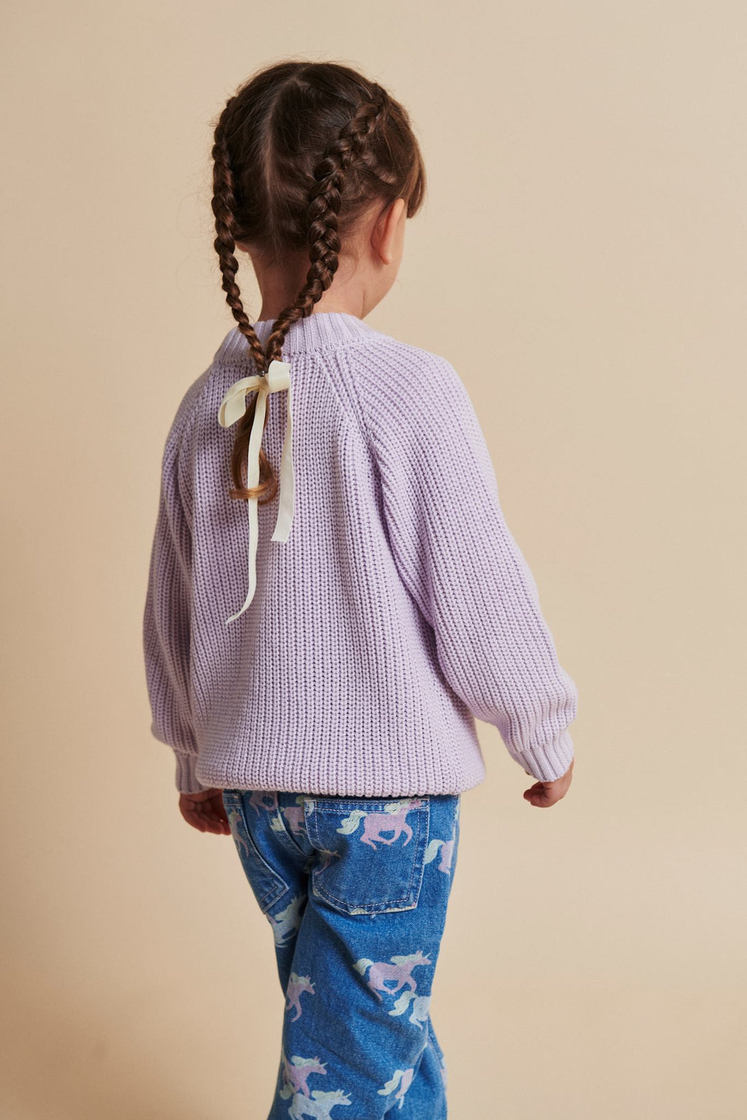 KLASSISK STRIKKET BLUSE - LAVENDER